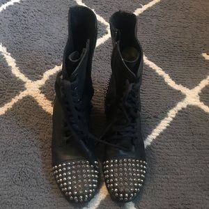 Studded black booties